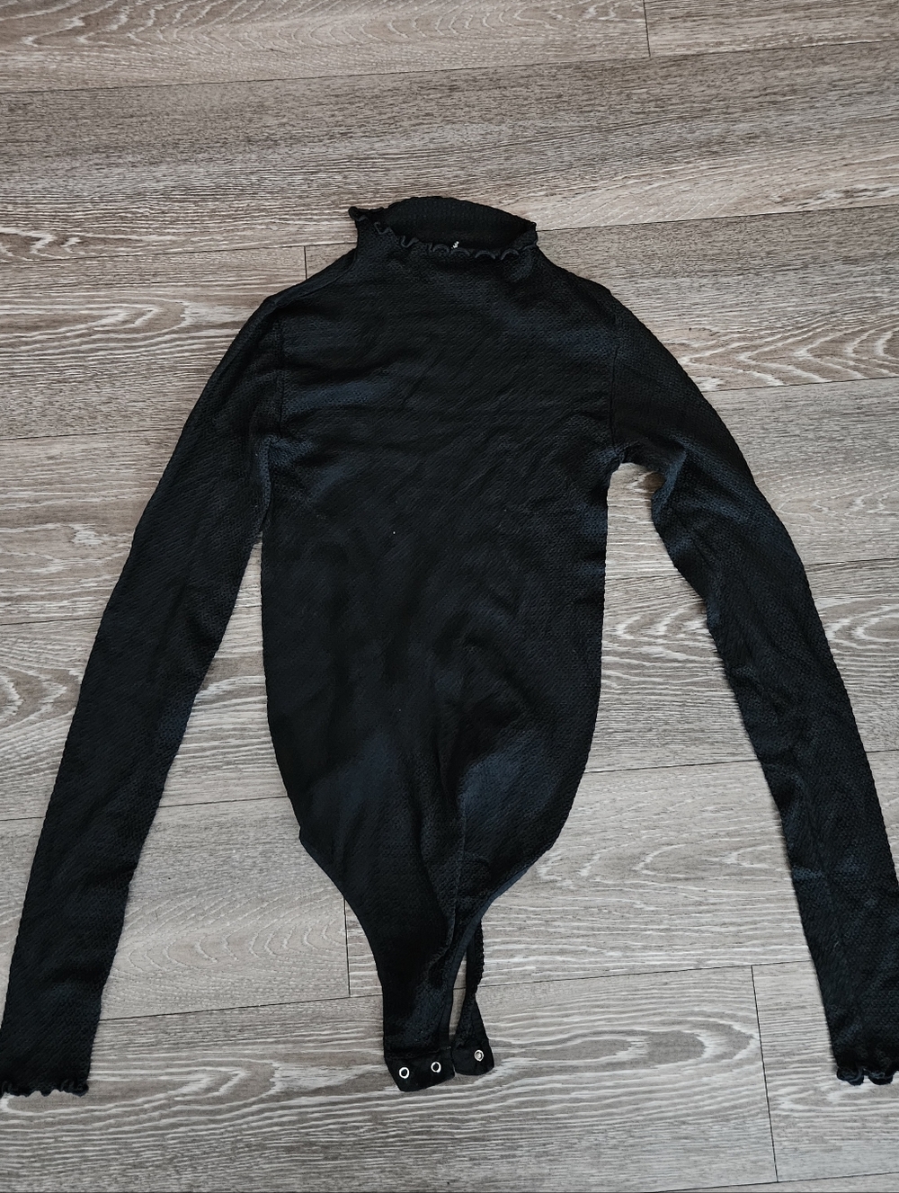 Free People Black Long Sleeve Ribbed Mock Neck Bodysuit